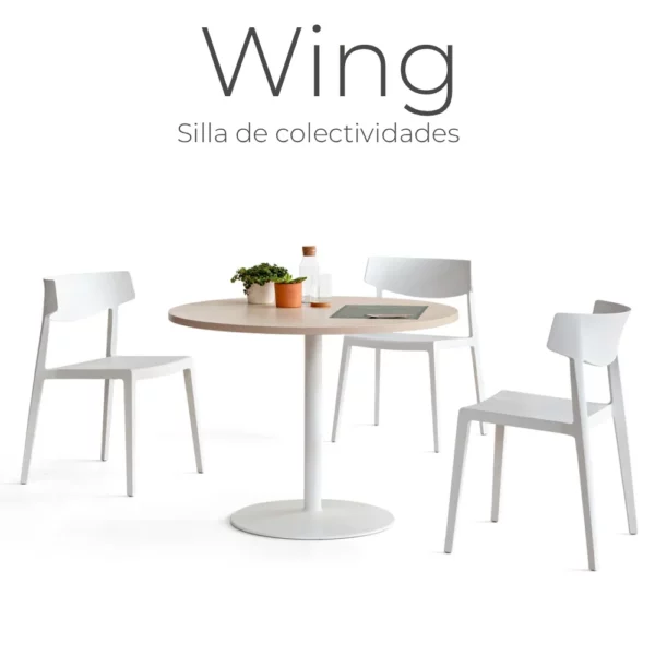 Silla de colectividades Wing de Actiu con mesa de reunión redonda